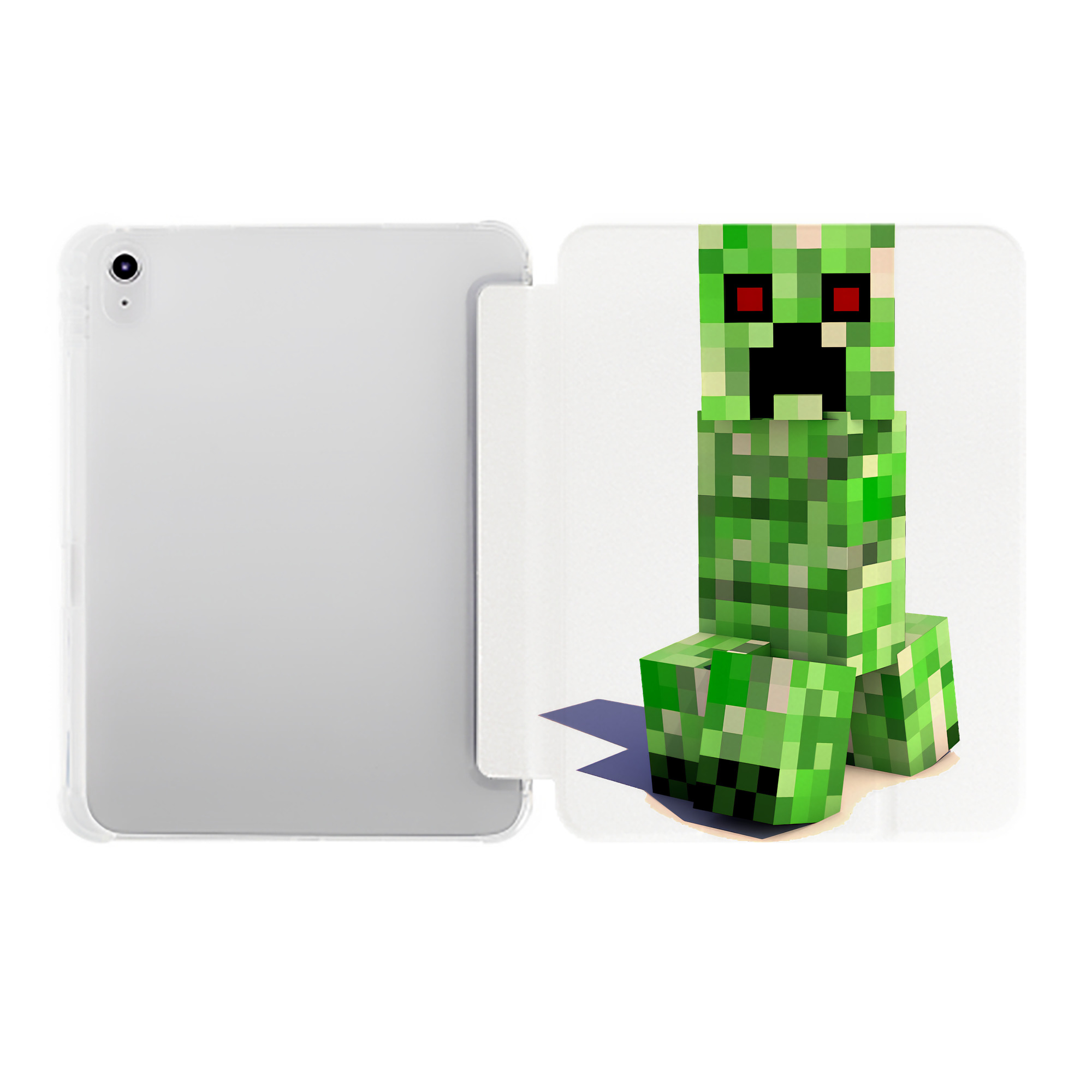 （画像用） マインクラフト ブロックの世界 Minecraft MC Block world IPad ケース ペン収納付き 三つ折りスタンド PUレザー×シリコン 対応機種9.5/10.5/10.9インチ